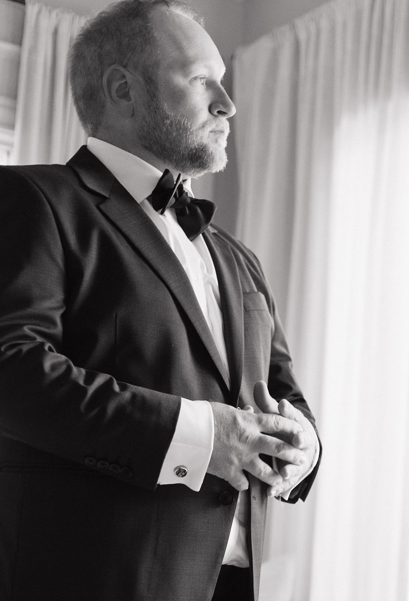 Groom getting ready at the Ashton Depot Fort Worth